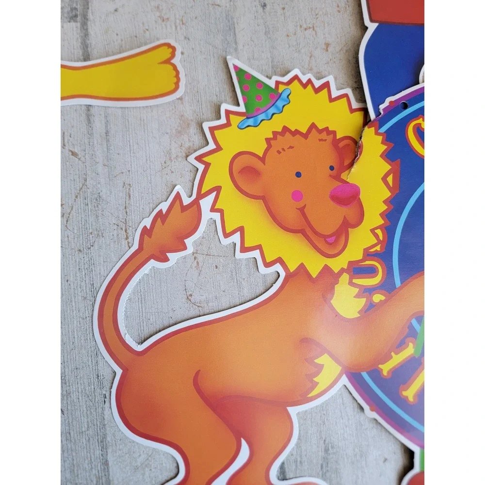 Vintage Bristle circus paper large hanging seal monkey lion elephant set